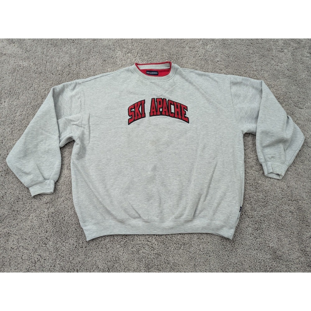 Port Authority Sweatshirt Mens 2XL Pullover‎ Long Sleeve Gray Ski Apache